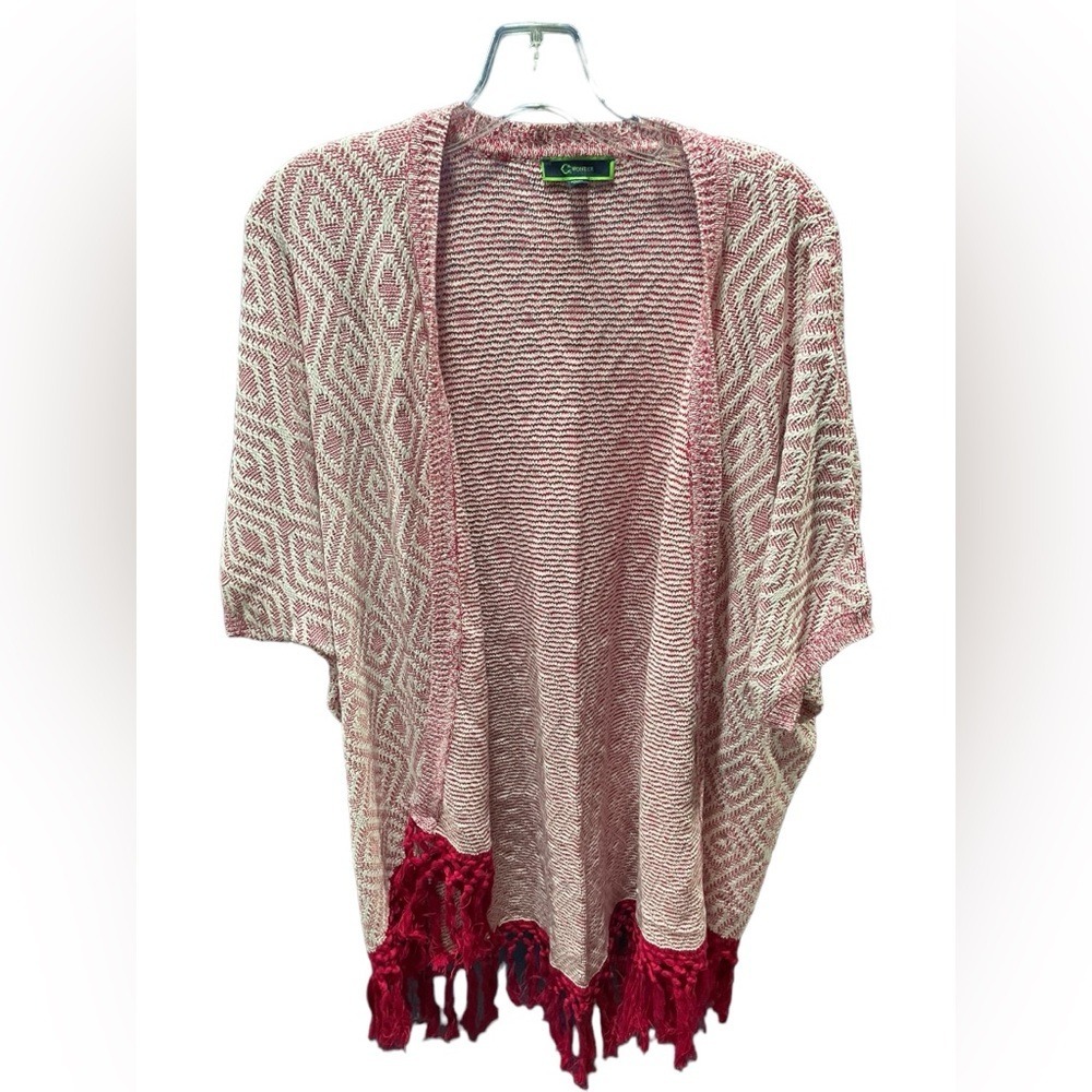C Wonder Red White Knit Style Shawl